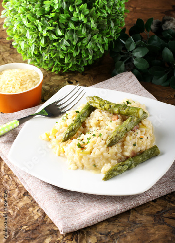 Rice with fresh asparagus