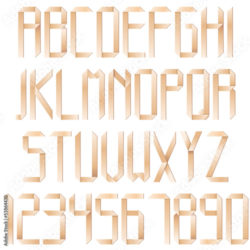 set of origami style alphab...