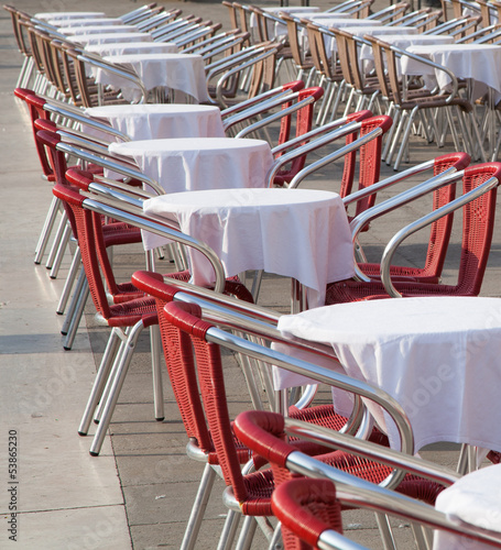 a empty coffe on the Marcus Place in venice