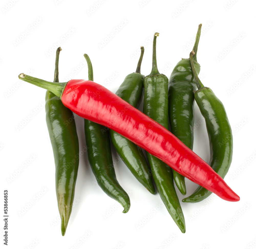 Hot chili peppers isolated on white background Hot chili peppers isolated on white background