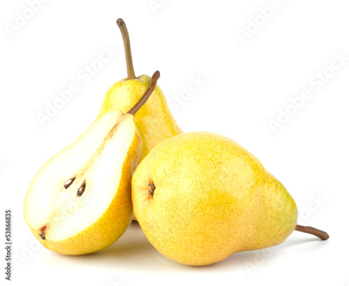 Fresh pears isolated on white background