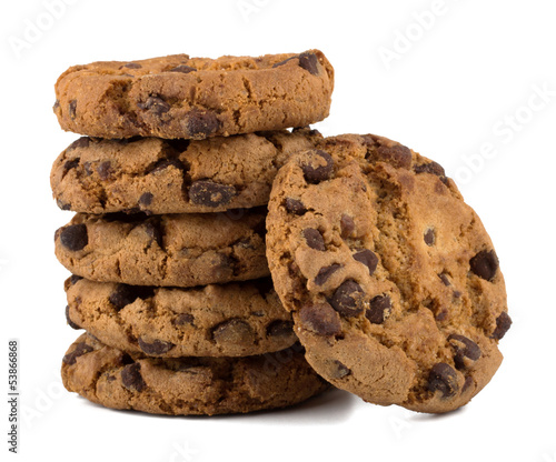 Chocolate pastry cookies isolated on white background