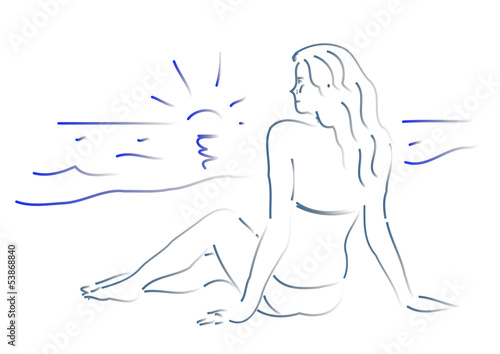 Schöne Frau am Strand Vektor