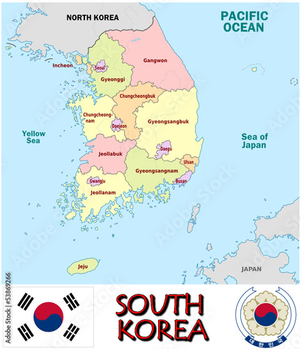 South Korea Asia national emblem map symbol motto