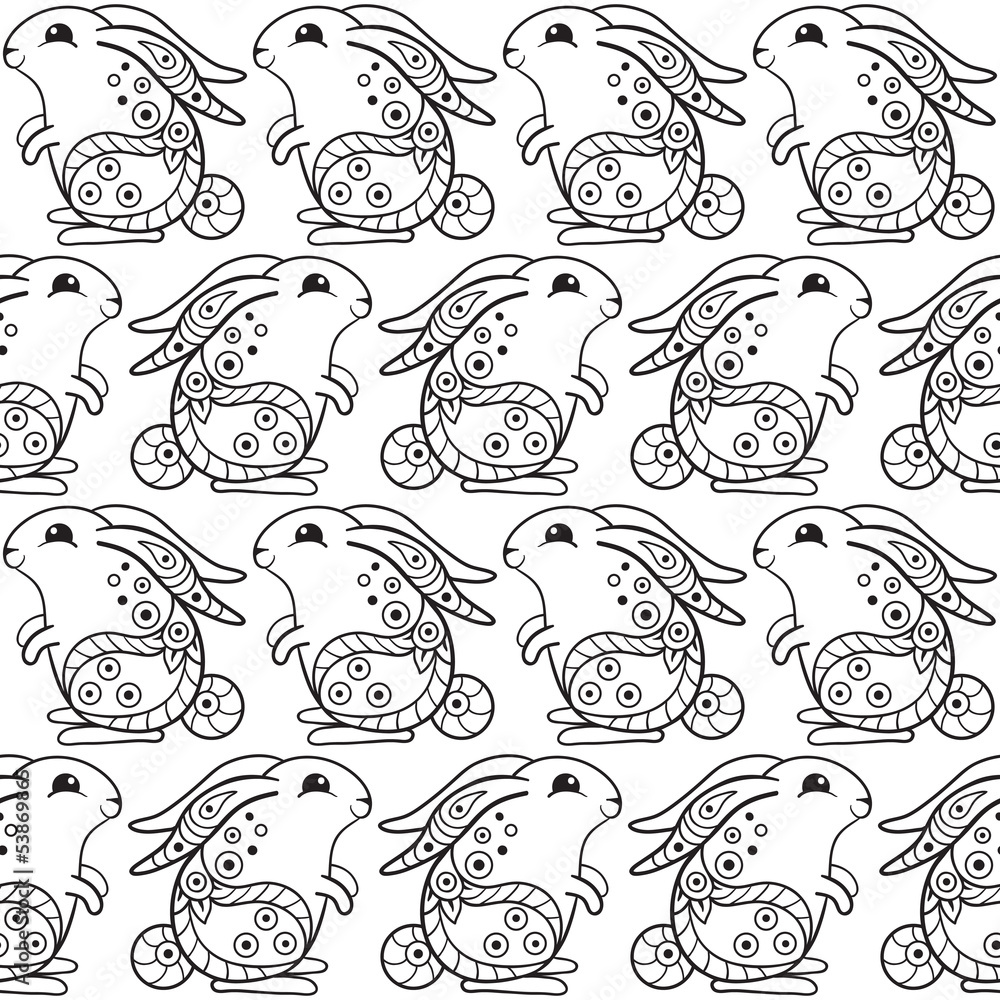 Seamless pattern with rabbits