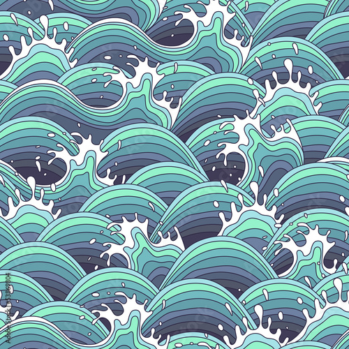Sea wave background in the decorative style.