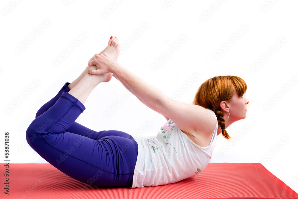 Fototapeta premium middle aged woman exercise yoga