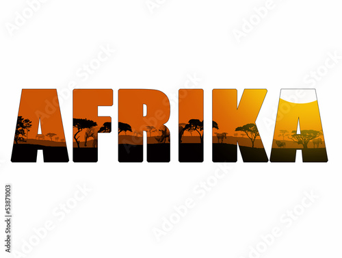Afrika Schriftzug (Africa lettering Sunset)