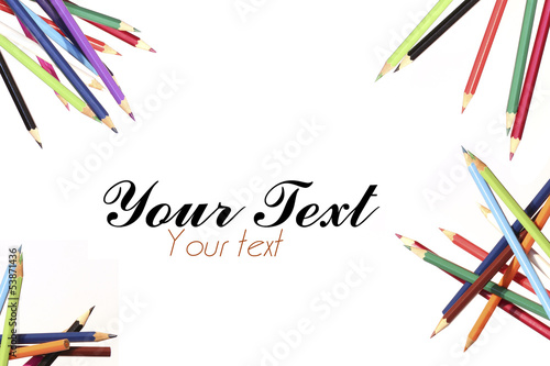 Colouring crayon pencils isolated on white background