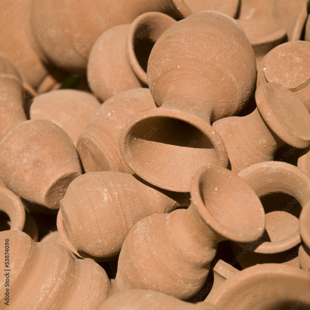 heap of many terracotta clay pots