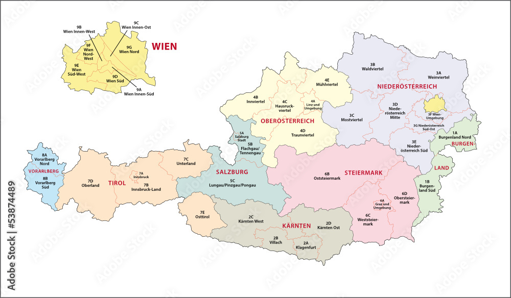 Fototapeta premium Wahlkreise in Österreich