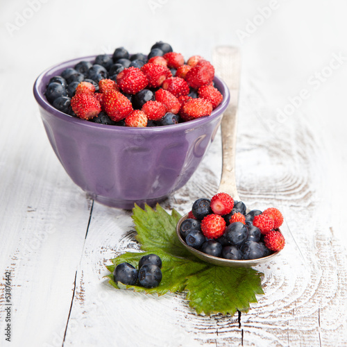 Fresh blueberries and strawberries