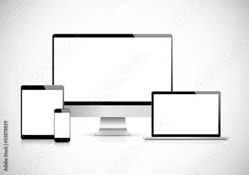 Top quality electronic devices empty screen pack vector