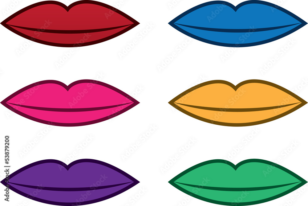 Isolated lips in various colors Isolated lips in various colors