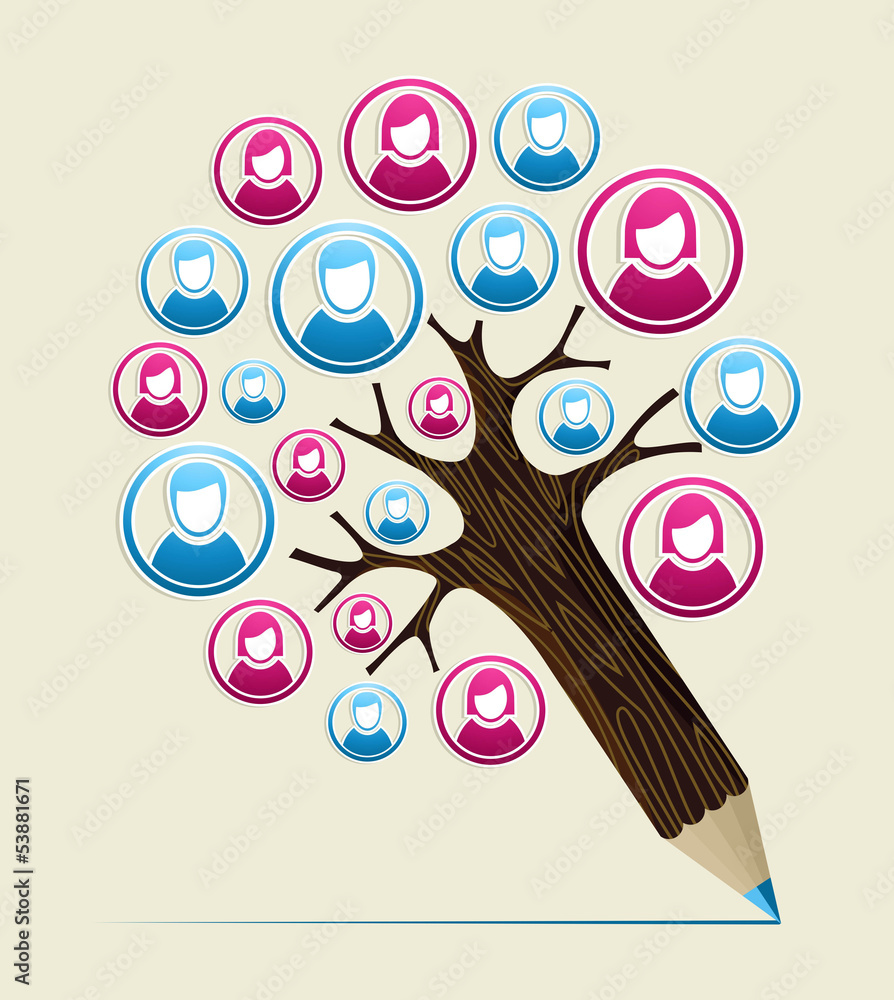 Member user concept pencil tree