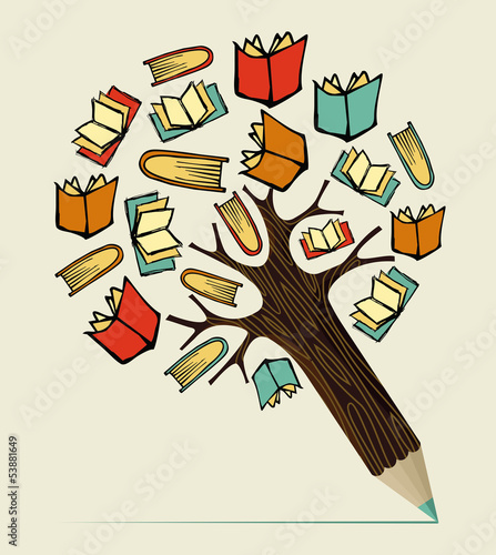 Reading education concept pencil tree