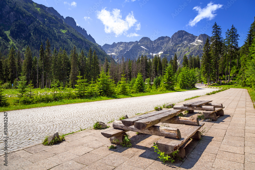 Beautiful scenery of Wlosienica meadow in Tatra mountain, Poland