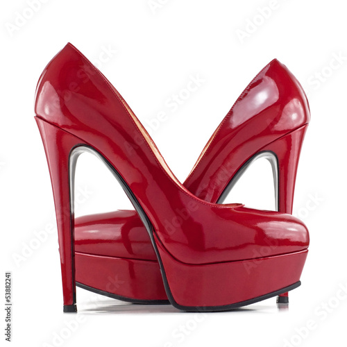 Fotografie red female shoes with high heels