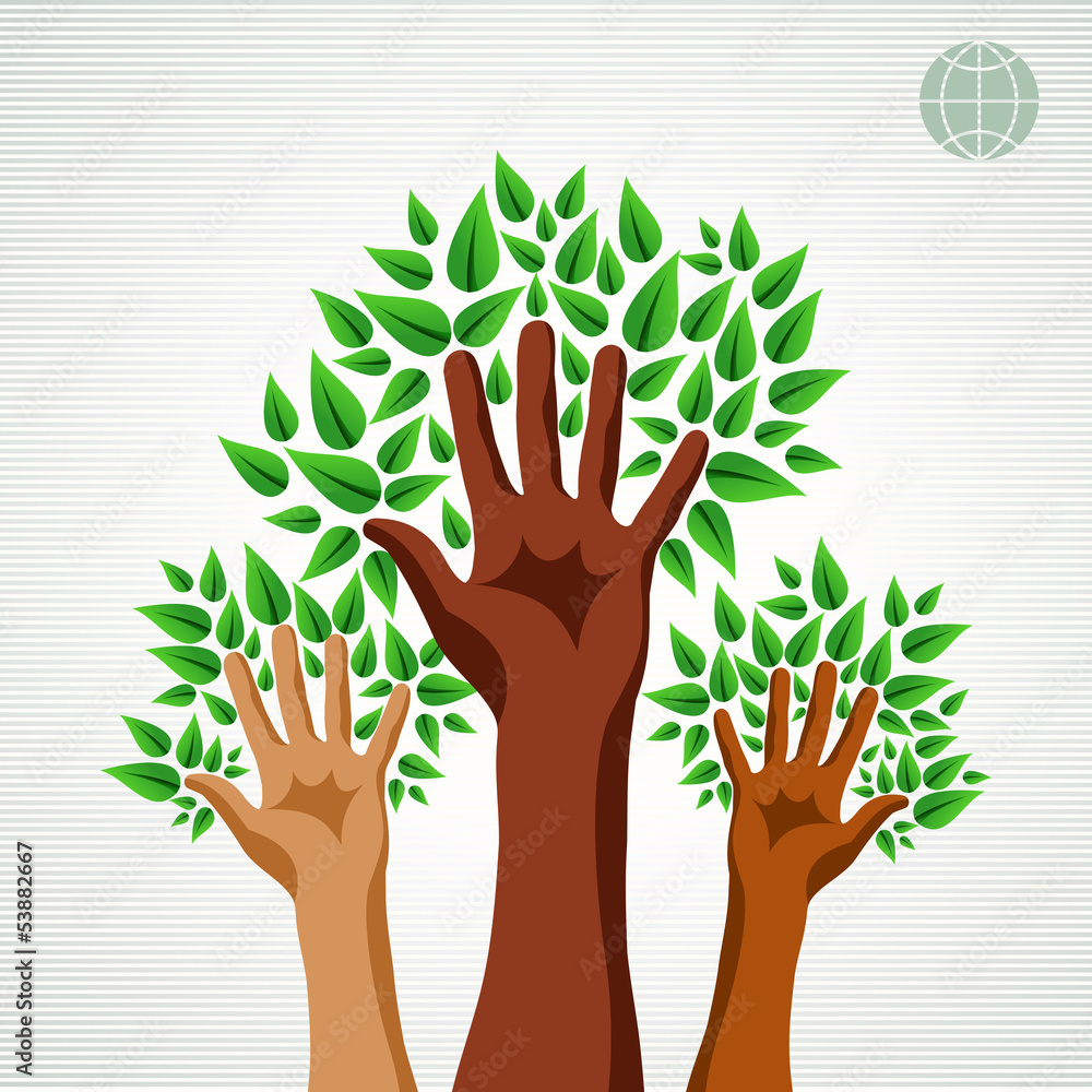 Obraz premium Diversity hands green concept tree