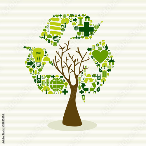 Green recycle symbol concept tree