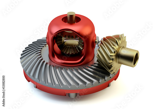 Differential gear isolated on white background photo
