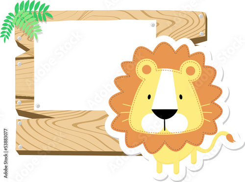 baby lion blank wooden board