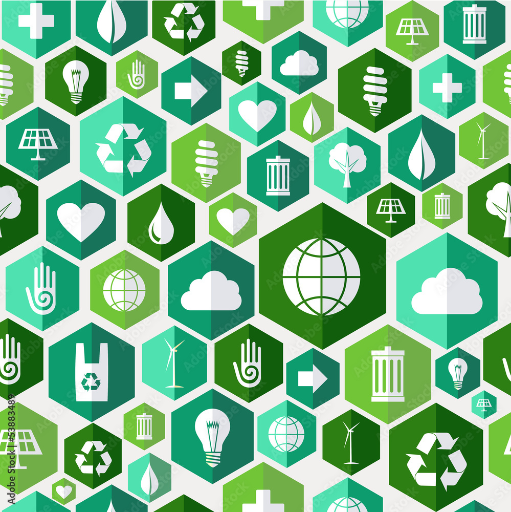 Green environment icons seamless pattern background Green environment icons seamless pattern background