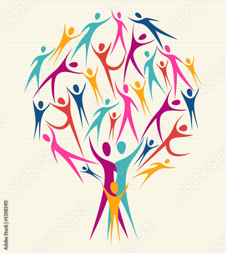 Diversity human colors tree set