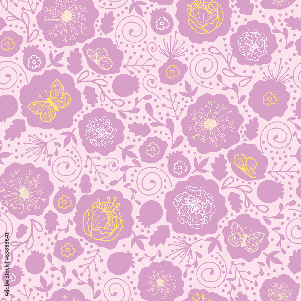 Vector pink and gold florals seamless pattern background with Vector pink and gold florals seamless pattern background with