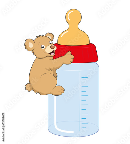 Babyflasche mit Teddy Kuscheltier