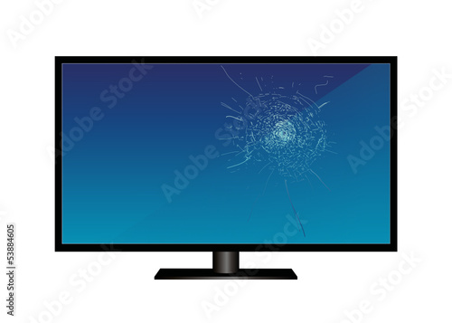 Flachbildfernseher mit Glasbruch