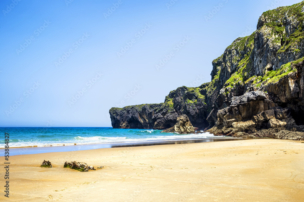 Andrin beach in Llanes, Asturias, Spain Andrin beach in Llanes, Asturias, Spain