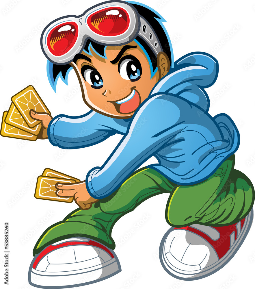Anime Manga Boy Gra w karty <span>plik: #53885260 | autor: KennyK.com</span>