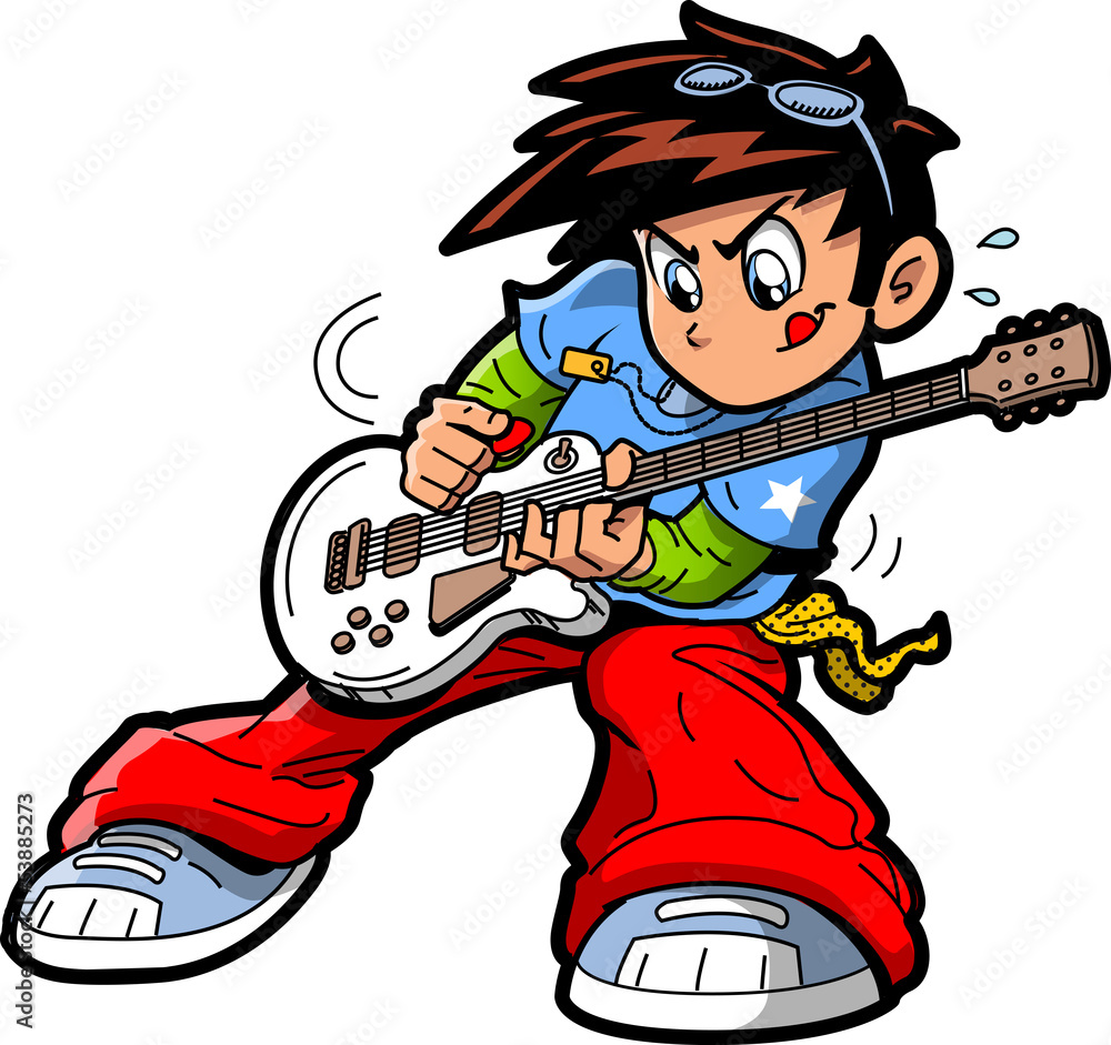 Naklejka premium Anime Manga Guitar Player