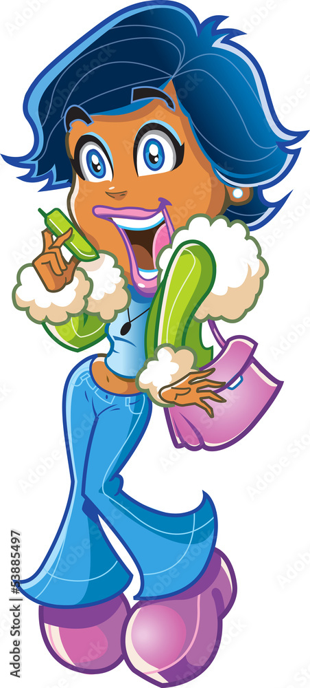 Naklejka premium Girl Gossiping On Phone