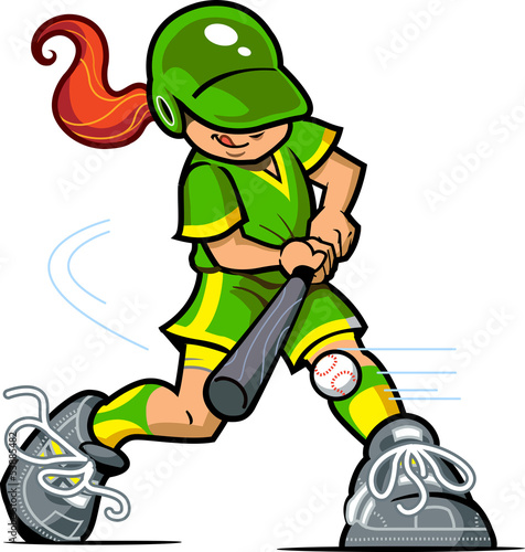 Girl Baseball Batter