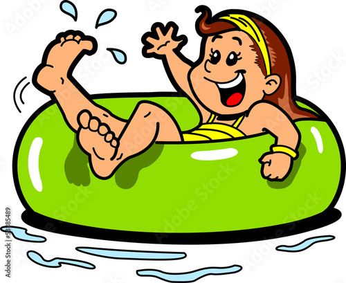 Girl Floating Inner Tube