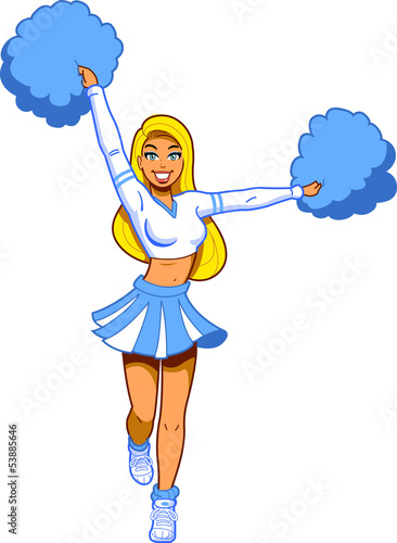 Pretty Cheerleader With Pom Poms