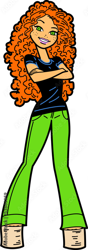 Smiling Teen Redhead Girl With Arms Folded Smiling Teen Redhead Girl With Arms Folded