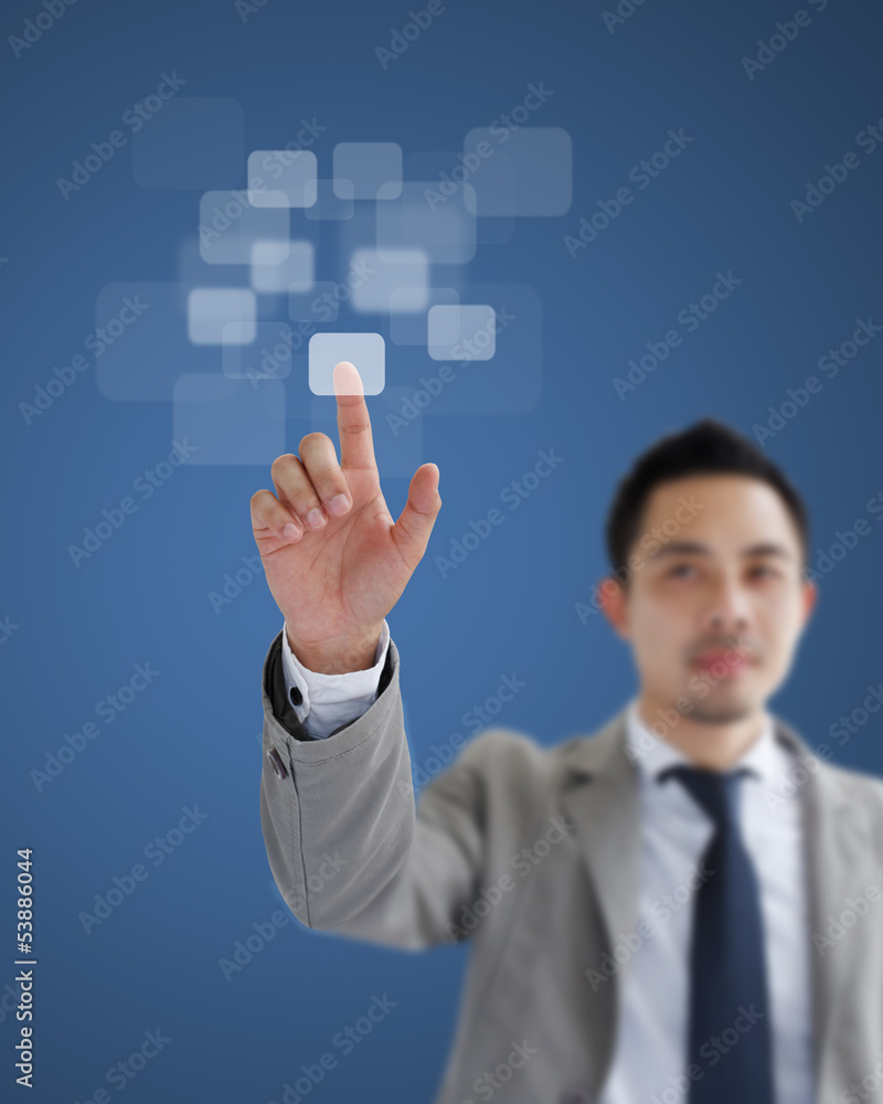 hand pushing on a touch screen interface hand pushing on a touch screen interface
