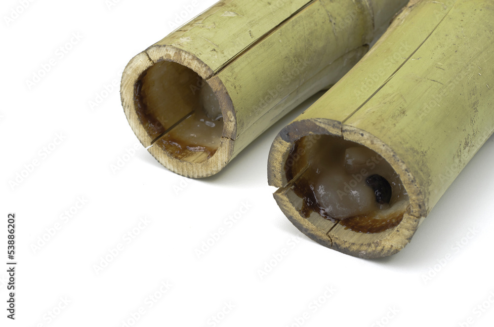 Fototapeta premium Khaolam Thai Dessert, glutinous rice roasted in bamboo joints