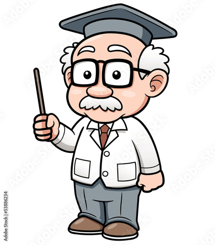 Vector illustration of Cartoon Professor