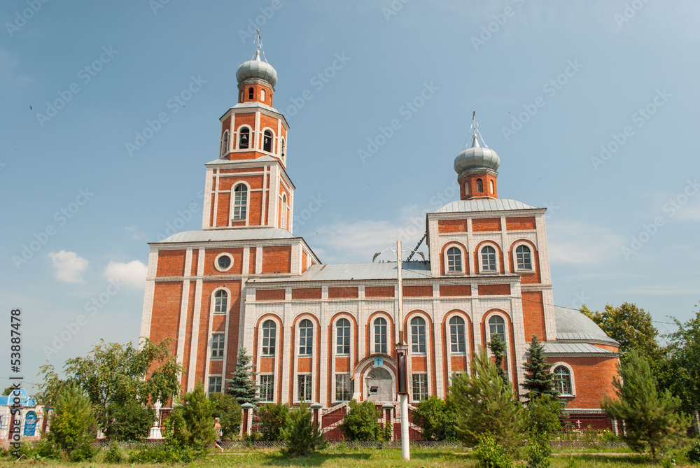 Orthodox church on a sunny day in Volzhsk town