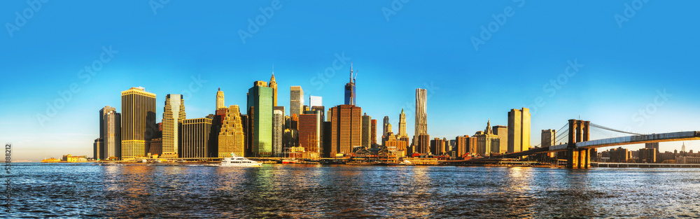 New York City cityscape with Brooklyn bridge