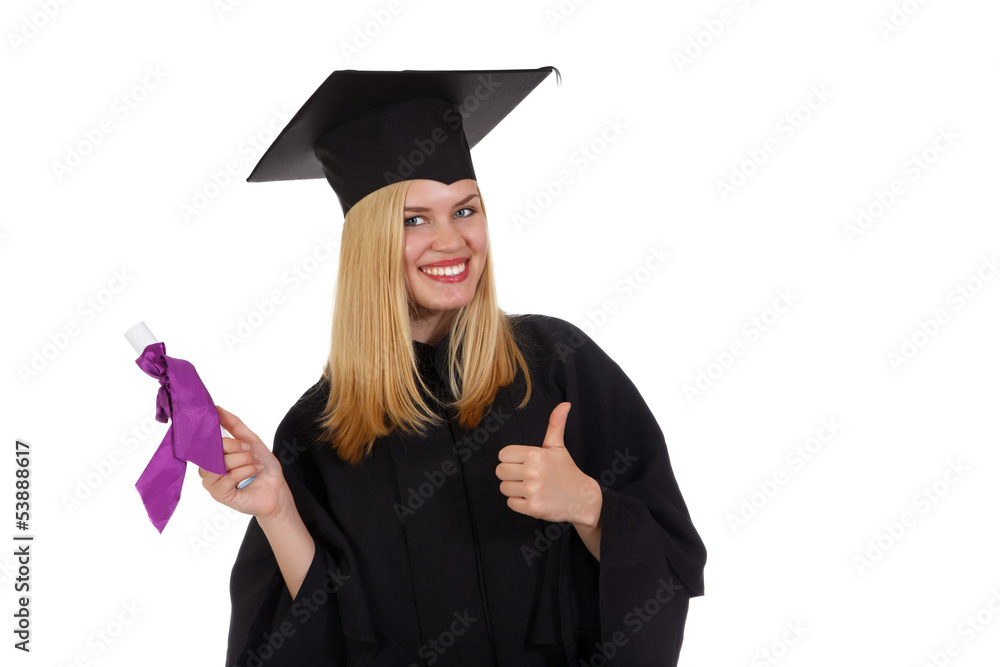 The girl in the mantle showing thumbs up The girl in the mantle showing thumbs up