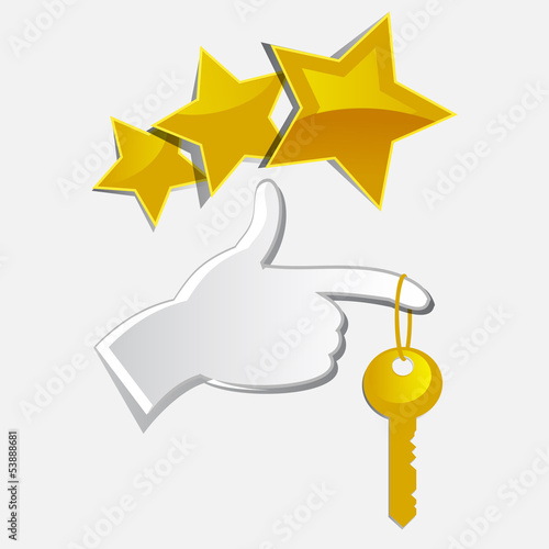 three stars hotel with white hands