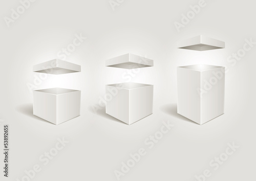 Open white boxes.