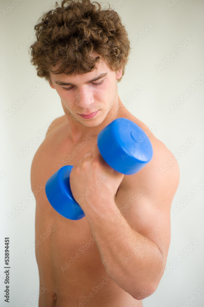 guy from dumbbells in a hand guy from dumbbells in a hand