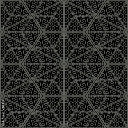 Rugged old anti-slip metal grid-tile floor seamless texture