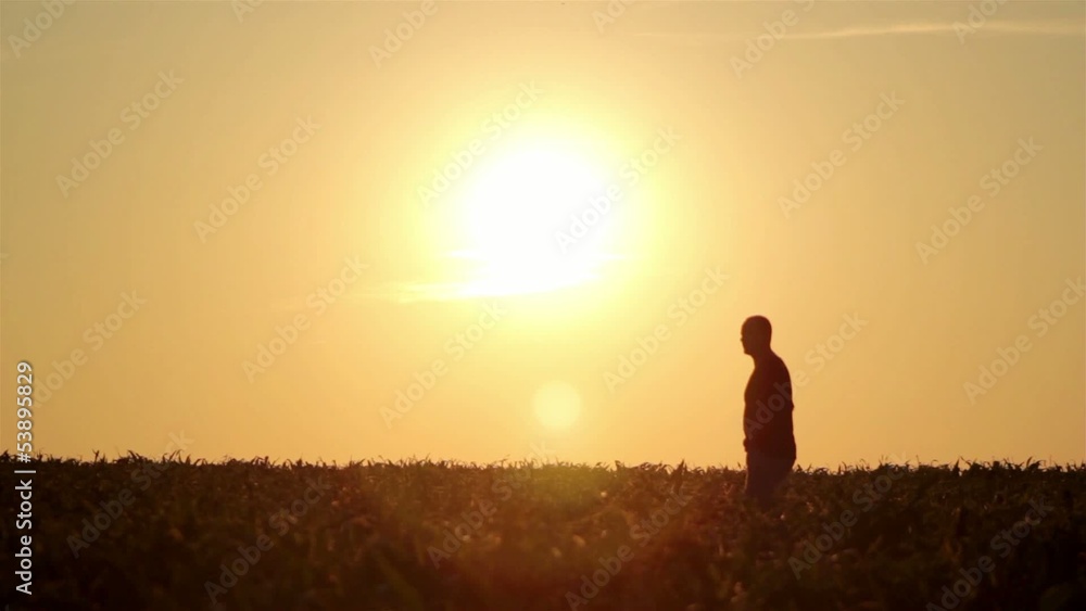 silhouette of a man walking at sunrise silhouette of a man walking at sunrise
